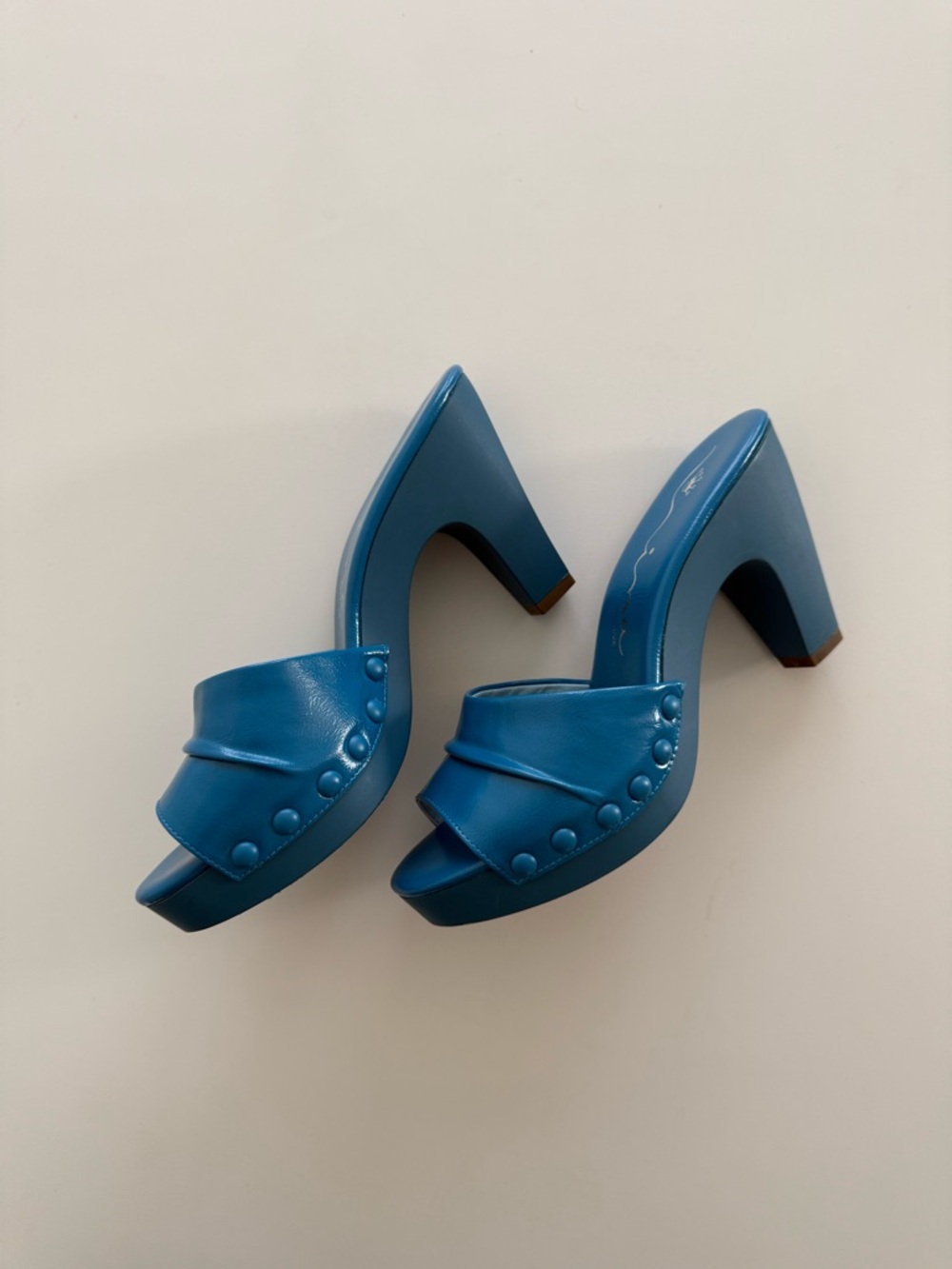 Nina Teal Blue Platform Slide Mules